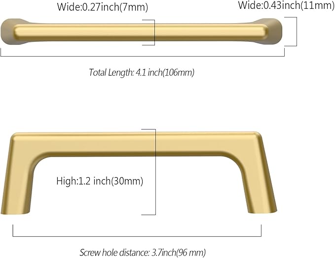 10-Pack 3.75 Inch Cabinet Handles - Gold Cabinet Pulls for Cabinets