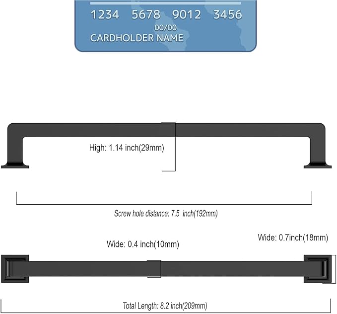 10 Pack 7.5"(192mm) Oil Rubbed Bronze Cabinet Pulls Kitchen Cabinet Handles Drawer Pulls Cupboard Hardware for Cabinets CK0078