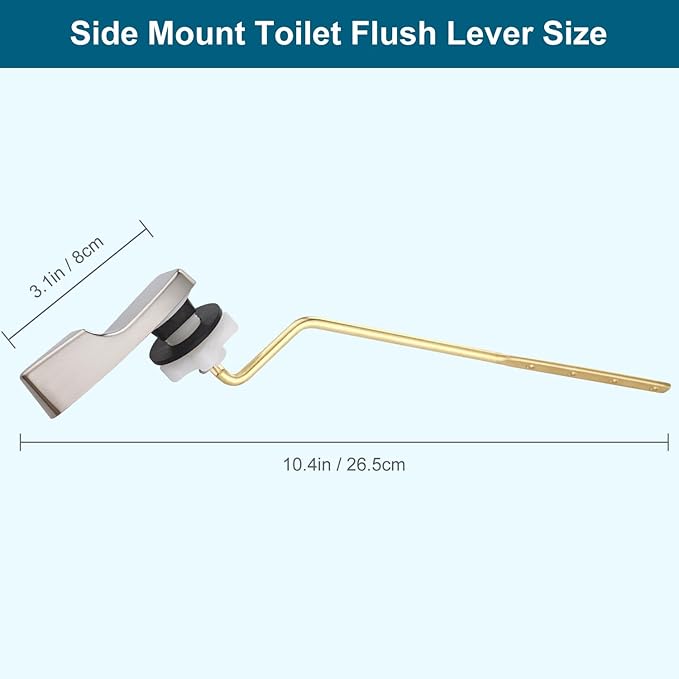 Hygie Rinse 2PACK Universal Metal Toilet Handle Replacement Kit Side Mount Compatible with American Standard/Mansfield/Gerber Toilet, Toilet Tank Flusher Lever with Flapper Chain, Brushed Nickel