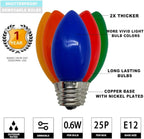 25 Pack C9 LED Replacement Christmas Light Bulbs, E17 Base Led Bulb Outdoor Christmas Lights, Waterproof Commercial Grade Holiday Decoration Replacement Bulbs for String Lights (Blue)