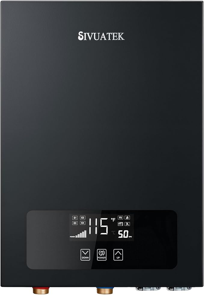 Electric Tankless Water Heater SIVUATEK 24kW, 240V - On-Demand Hot Water for Whole House - ETL Certified, Self Modulating - Compact Design for Easy Installation - for 4 Point of Use Hot Water