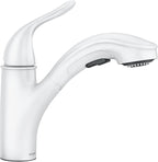 Moen Brecklyn Glacier White One-Handle Single-Hole Kitchen Faucet with Pull-Out Sprayer and Power Clean, Optional Deckplate Included, 87557W