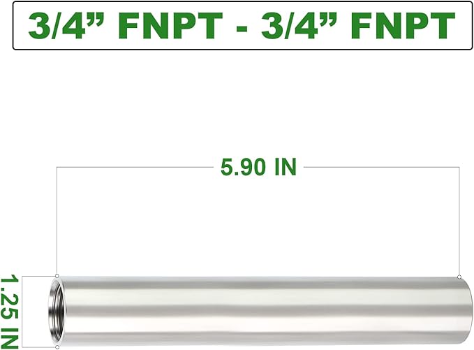 TAISHER 2PCS Stainless Steel Pipe Fittings, 3/4" NPT x 3/4" NPT Female Threaded, 6" Length Nipple Cast Pipe