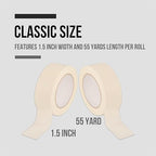 Lichamp Masking Tape Wide 1.5 inches, General Purpose Masking Tape Bulk Pack, 6 Rolls x 1.5 inches x 55 Yards (330 Total Yards)