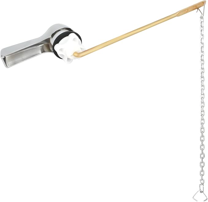 jamini Universal Front-Mount Toilet Handle Kit - Durable Brass Lever with Chrome Finish, Adjustable Arm & Stainless Steel Flapper Chain for Most Toilets