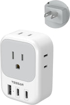TESSAN US to Japan Plug Adapter 2 Prong to 3 Prong Outlet Adapter with 4 Outlets 3 USB (2 USB-C), Outlet Converter US to Japan China Mexico Philippines Canada Peru Thailand Vietnam