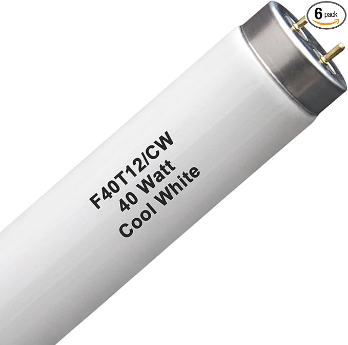F40T12 48 inch luorescent Bulbs,T12 4 Foot Linear Fluorescent Tube,40 watts,2600 lumens,4100K Cool White,Replacement Tubes for Sylvania 21371 F40CWX,Philips 423129 F40T12/CW(6 Pack)