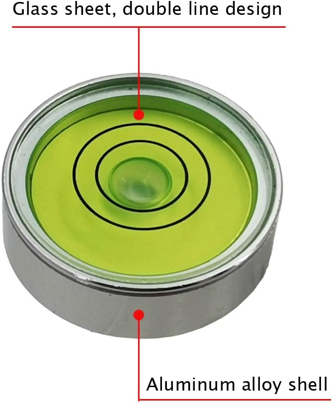 Mini Metal universal horizontal bubble water level balance bubble level round (25 * 10mm (Silver Green）)