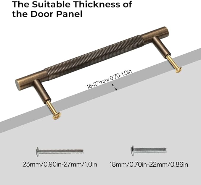 Solid Brass Cabinet Pulls, Knurled Cabinet Pull, Antique Brass Drawer Handles for Bathroom, Bedroom, Kitchen (2, 6.3inch/160mm)