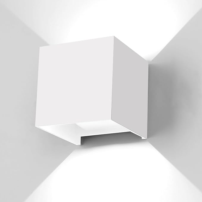 LED 20W Outdoor Wall Lights Exterior/Interior Porch Lights Outdoor Wall Up and Down Lights IP65 Waterproof Sconces Modern Outdoor Lighting Fixtures Square Aluminum White 6500K Cold Lights