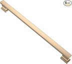 Alzassbg 5 Pack Brushed Brass Cabinet Pulls, 10 Inch(254mm) Hole Centers Gold Kitchen Cabinet Handles for Cabinets and Drawers AL3061BB