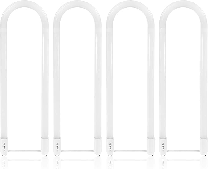 LUXRITE U Bend LED Tube Light, T8 T12, 18W (32W Equivalent), 3000K Soft White, 2000 Lumens, Fluorescent Light Tube Replacement, Direct or Ballast Bypass, DLC and ETL Listed, G13 Base (4 Pack)