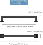 10 Pack 6.25 Inch Matte Black Cabinet Pulls - Kitchen Cabinet Hardware