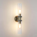 2 Light Bathroom Vanity Light Brushed Bronze, Bathroom Light Fixtures Side Mirror,Hallway Vanity Lights Fixtures, Modern Wall Lamp for Bedroom with Glass Shade