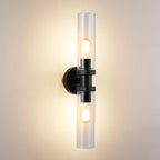 2 Light Vanity Light Side Mirror Farmhouse Bathroom Fixtures Black, E26 Wall Lamps for Bedroom, Industrial Lighting, Modern Lights With Glass Shade