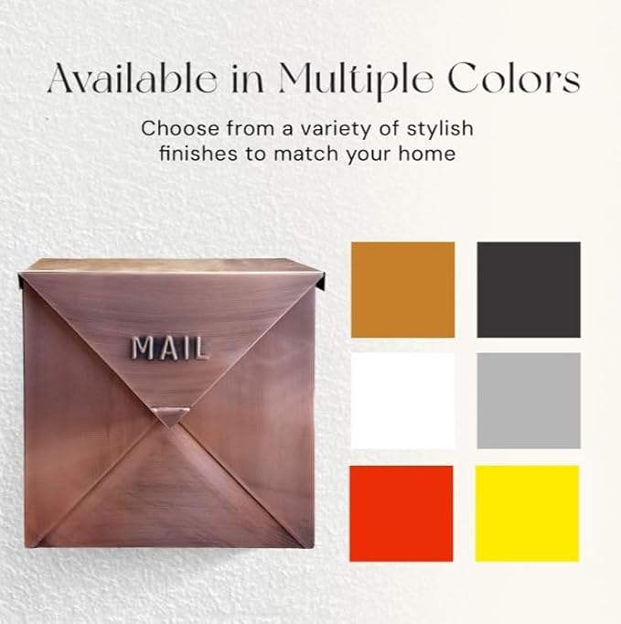 NACH Mailboxes for Outside Wall Mount, 12 x 12 x 4.8 inch Antique Copper Mail Boxes for House Outside, Waterproof Mailboxes for Outside - Chicago Style Mail Box