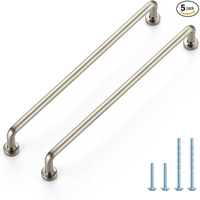 JOY DECOR Cabinet Pulls – 7-1/2 Inch Hole Center, Brushed Nickel, 5 Pack, Zinc Alloy Cabinet Handles for Drawers & Cupboard – Vintage Style Hardware for Kitchen, Bathroom, Dresser, Furniture Makeover