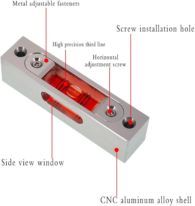 Bar type high-precision level, high-precision aluminum alloy metal adjustable level, bubble square bar type luminous magnetic multi specification ruler (66x15x17mm)