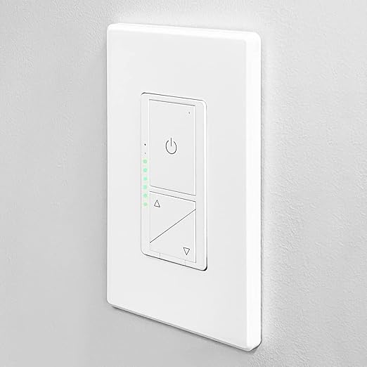 Maxxima 3-Way/Single Pole Digital Dimmer Wall Light Switch - Featuring Brightness Indicator Lights, 600 Watt, LED Compatible, Decorative Screwless White Wall Plate Cover Included