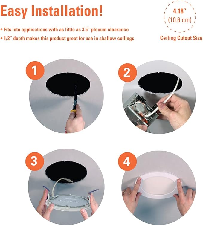 HALO HLB 4 inch LED Recessed Light, Thin Canless, Dimmable w/Selectable Color Temperatures, 6-Pack - HLB40699FS1EMWR-6PK