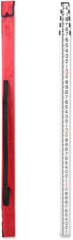 16-Foot Aluminum Grade Rod - 10ths Double-Sided Scale, 5-Section Telescopic Leveling Rod with Bubble Level & Carrying Case for Surveying, Laser Alignment, Walls, Floors