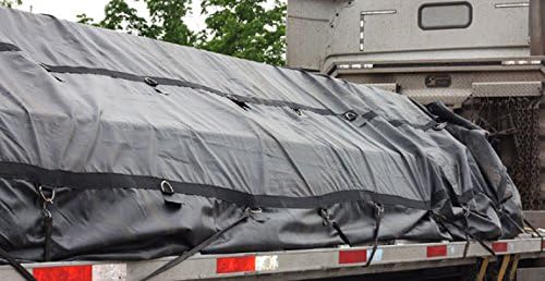 Mytee Products 24' x 27' Blue Lumber Tarp for Truck Cargo - Combination of 18 Oz/14 Oz Vinly Flatbed Tarps with 8' Drop - Waterproof Tarp for Trailers to Protect Cargo from Wind, Rain, Snow and Sun