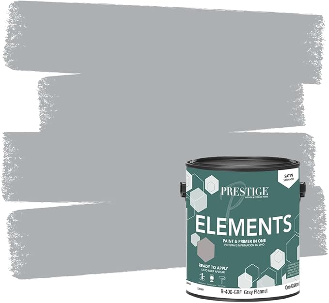 PRESTIGE Paints Elements Interior Paint and Primer in One, Satin, 1 Gallon, Gray Flannel
