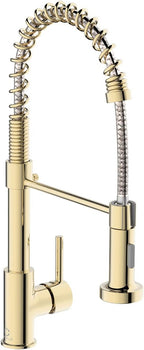 Kitchen Faucet, Commercial Kitchen Sink Faucets with Pull Down Sprayer, Stainless Steel Faucets for Kitchen Sinks, Dual Function Spray Head, Single Handle Spring Kitchen Faucets -Gold