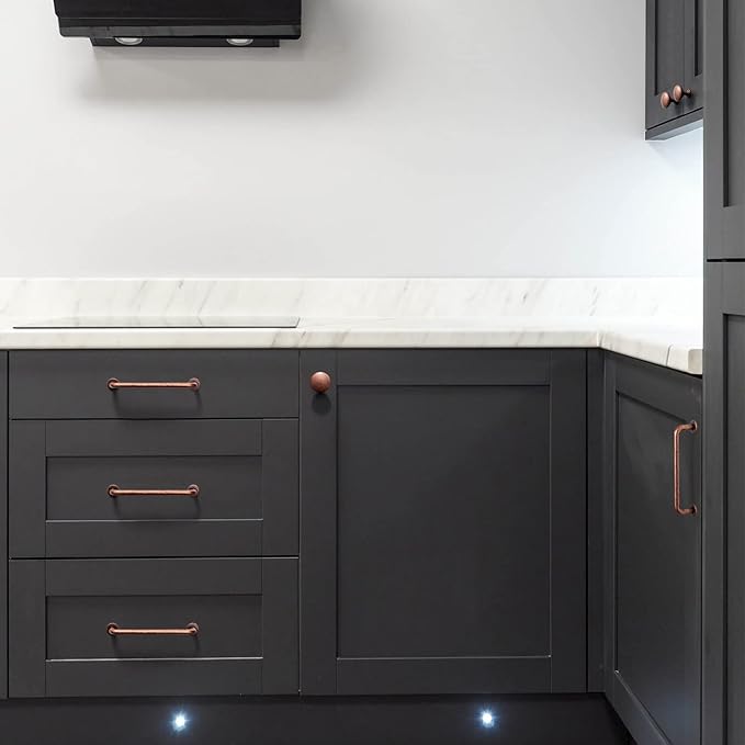 Goo-Ki 6 Pack Antique Copper Cabinet Pull Dark Copper Drawer Handles, 6.3 inch(160mm) c-c Solid Vintage Copper Bar Pulls Red Bronze Kitchen Hardware for Dresser Wardrobe Cupboard, 9338AC-160