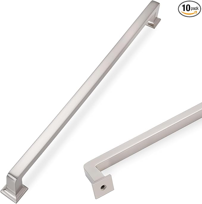 COTYKILEY 10 Pack 10 Inch(256mm) Brushed Satin Nickel Cabinet Handles Kitchen Cabinet Pulls Cabinet Door Handles Kitchen Cabinet Hardware Cupboard Drawer Pulls Dresser Handles