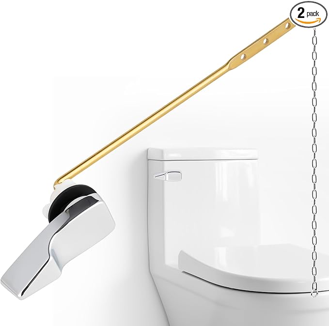 iFealClear Universal Metal Toilet Handle Replacement, Front Mount Toilet Flush Trip Lever Compatible with American Standard/Mansfield/TOTO/Kohler Toilets, Stainless Steel Flapper Chain, Chrome