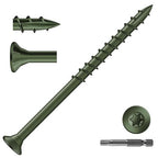 #10 x 3 Inch Deck Screws (59Pcs) 1lb. Exterior Wood Screws. Carbon Steel, Green, Flat Head, Rust Resistant epoxy Coated, with T25 Star Bit
