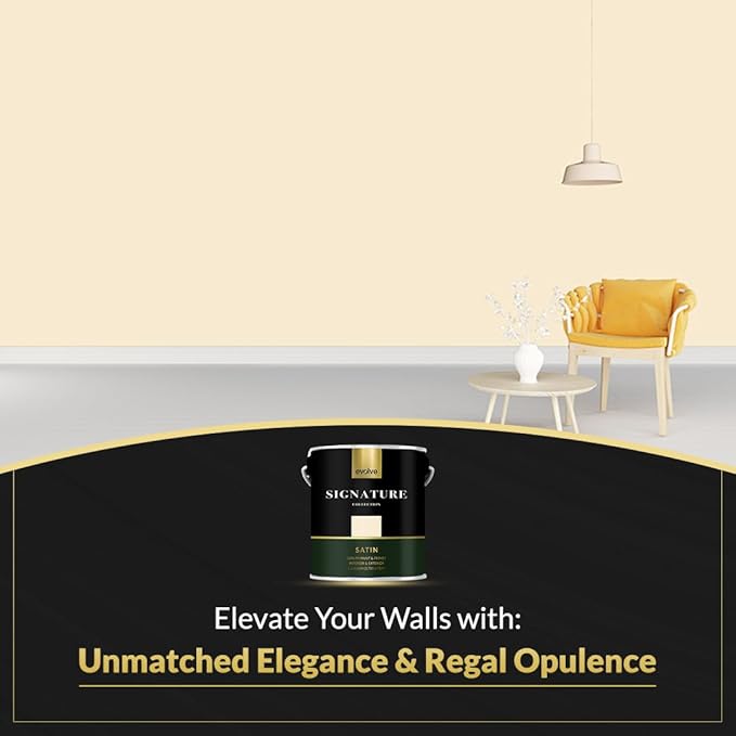 EVOLVE Signature Paint & Primer: Luxury Paint & Primer for Indoor & Outdoor Surfaces, Minimal Odor, One-coat Coverage, Satin Sheen (Cream Beige, 1 Gallon)