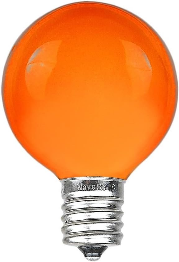 Novelty Lights Incandescent G50 Globe Replacement Bulbs - Outdoor Individual Bulbs for Events, Holiday Parties, Patios, and More - E17/C9 Intermediate Base, 7 Watt Lights (Orange, 25 Pack)