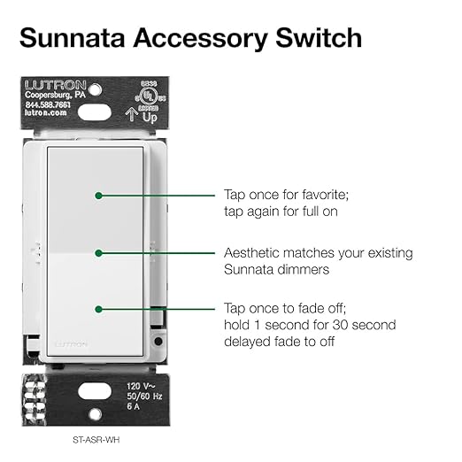 Lutron Sunnata Touch Dimmer Switch with Sunnata Accessory Switch with Wallplates, for 3 Way Applications, 150W LED, White