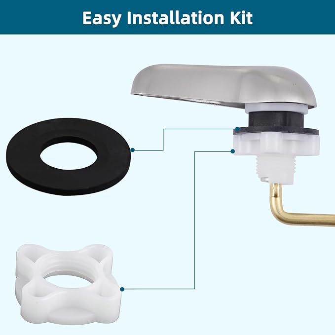 Hygie Rinse 2PCS Universal Metal Toilet Handle Replacement Kit Front Mount Toilet Lever Compatible with TOTO/Glacier Bay/Gerber, Toilet Flush Handle with Flapper Chain, Brushed Nickel