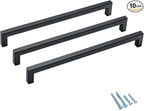 10 Pack Black Kitchen Cabinet Handles 10 Inch Matt Black Stainless Steel Square Cabinet Pulls Furniture Dresser Wardrobe Handles Modern Cabinet Hardware