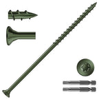 #14 x 7 Inch Deck Screws (172Pcs) 8lb. Exterior Wood Screws. Carbon Steel, Green, Flat Head, Rust Resistant epoxy Coated, with T30 Star Bit