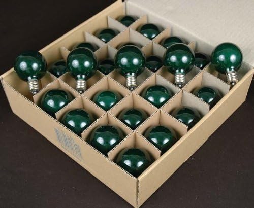 Novelty Lights Incandescent G50 Globe Replacement Bulbs - Outdoor Individual Bulbs for Events, Holiday Parties, Patios, and More - E17/C9 Intermediate Base, 7 Watt Lights (Green, 25 Pack)
