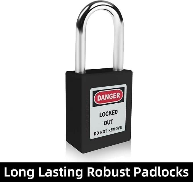 Lockout Tagout Locks Set-5pcs Black Keyed Different Locks, 2 Keys Per Lock, OSHA Compliant Safety Padlocks for Electrical Lockout Tag Out Kit