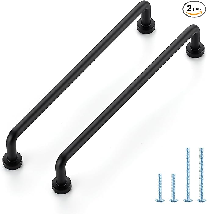 JOY DECOR Cabinet Pulls – 6-1/4 Inch Hole Center, Matte Black, 2 Pack, Zinc Alloy Cabinet Handles for Drawers & Cupboard – Vintage Style Hardware for Kitchen, Bathroom, Dresser, Furniture Makeover
