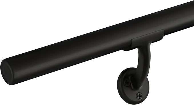 Meranti Aluminum Handrail for Indoor or Outdoor Steps and Stairs – Hand Rails for Elderly – DIY Complete Stair Railing Kit (AHR, Black, 6' Length)