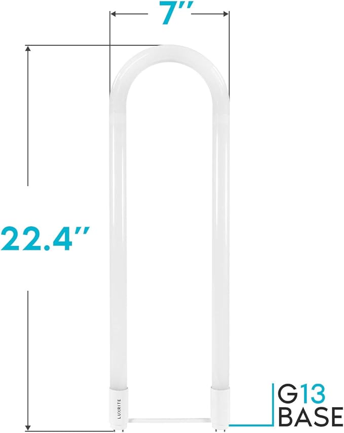 LUXRITE U Bend LED Tube Light, T8 T12, 18W (32W Equivalent), 3000K Soft White, 2000 Lumens, Fluorescent Light Tube Replacement, Direct or Ballast Bypass, DLC and ETL Listed, G13 Base (2 Pack)