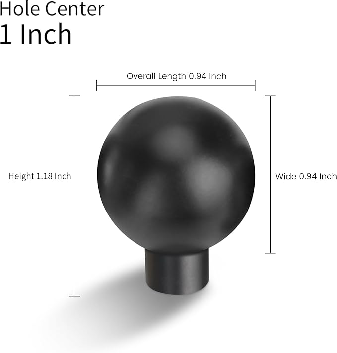 10 Pack Matte Black Cabinet Knobs Drawer Knobs Cabinet Pull Handle Timeless Vanity Drawer Pull Handle Classic Cabinet Hardware for Kitchen Dresser Bathroom, Screws Included, M-Black(1x10)