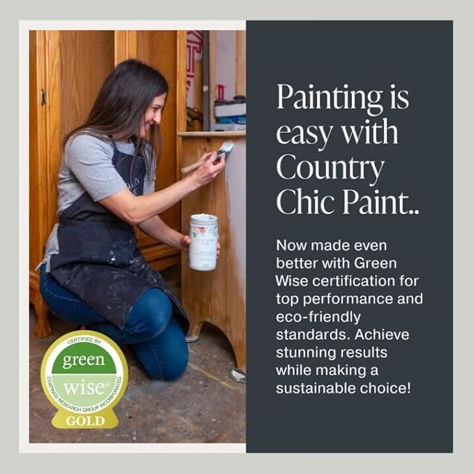 Country Chic All-in-One Chalk Paint for Furniture, Cabinets, Home Decor, Eco-Friendly, Matte Finish, Built-In Primer & Top Coat for Wood, Metal - Cheesecake (Off White) - 8 oz (237 ml)