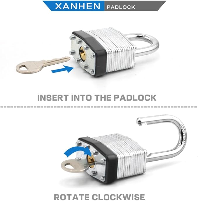Lock Outdoor Padlocks, Key Lock, Padlocks with Same Key - Laminated Steel Keyed Padlocks with Normal Shackle, 60 Pack, for Hasp Latch, Sheds, Fences, Storage Locker, School, Gym, Silver