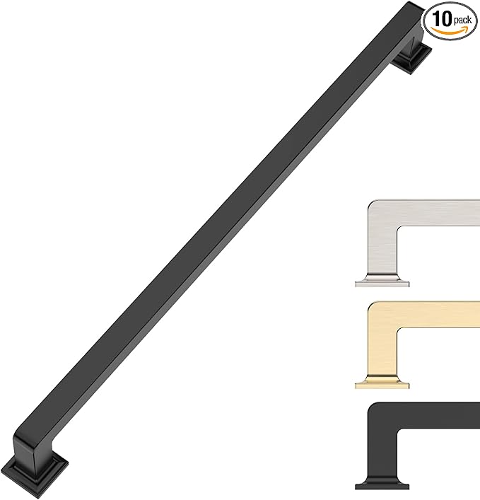 10 Pack 10 Inch Matte Black Cabinet Pulls - Kitchen & Dresser Handles