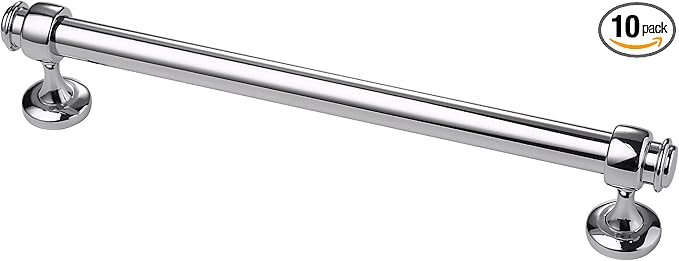 Alzassbg 10 Pack Polished Chrome Cabinet Pulls, 7 Inch(177.8mm) Hole Centers Cabinet Handles Kitchen Hardware Straight Bar for Cabinets and Drawer AL3082CP