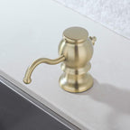 RANDOM Brushed Gold Soap Dispenser for Kitchen Sink,Built in Sink Soap Dispenser with Solid Brass Pump Head Soap Dispenser Extension Tube Kit and 11 Ounce Large PET Liquid Soap Bottle.RD84038BG