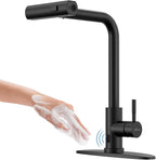 APPASO Touchless Kitchen Faucet with Pull Down Sprayer Matte Black, Waterfall Touchless Motion Sensor Hands-Free, Single Handle for 1 or 3 Holes Sink, Stainless Faucet Black with Easy Installation